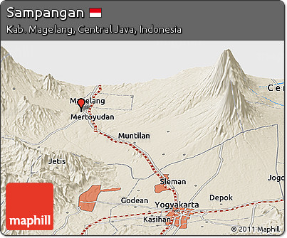 Shaded Relief Panoramic Map of Sampangan