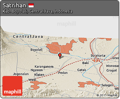 Shaded Relief Panoramic Map of Satrihan