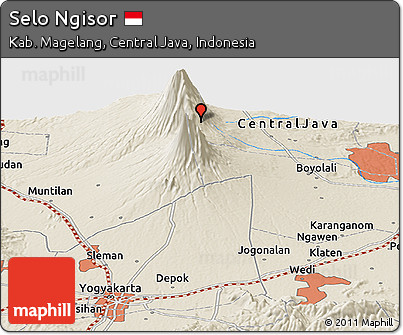 Shaded Relief Panoramic Map of Selo Ngisor