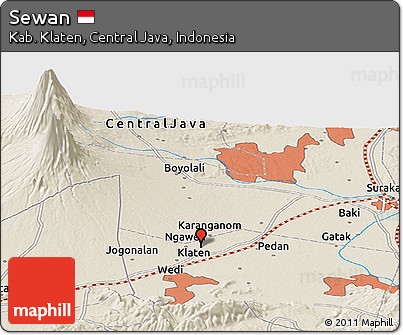 Shaded Relief Panoramic Map of Sewan