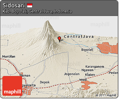 Shaded Relief Panoramic Map of Sidosari