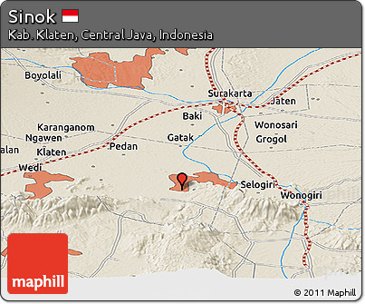 Shaded Relief Panoramic Map of Sinok