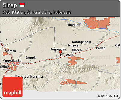 Shaded Relief Panoramic Map of Sirap