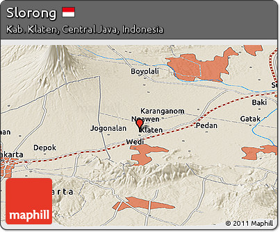 Shaded Relief Panoramic Map of Slorong