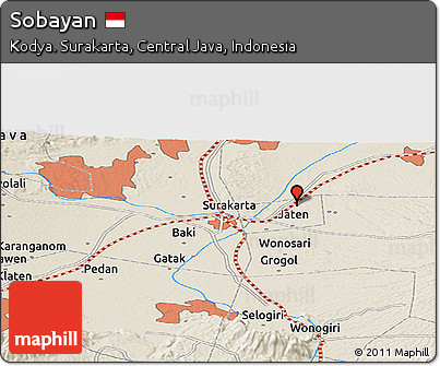 Shaded Relief Panoramic Map of Sobayan