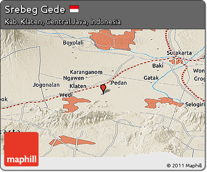 Shaded Relief Panoramic Map of Srebeg Gede