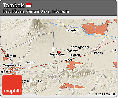 Shaded Relief Panoramic Map of Tambak