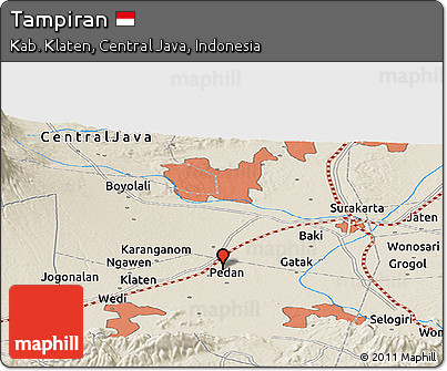 Shaded Relief Panoramic Map of Tampiran