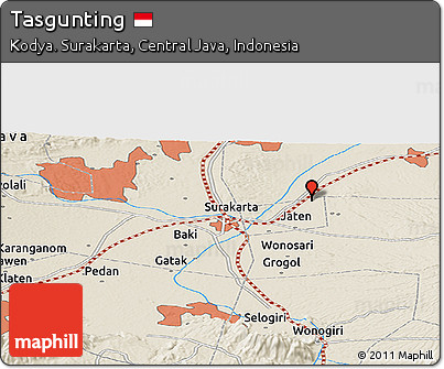 Shaded Relief Panoramic Map of Tasgunting
