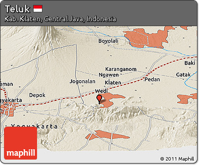 Shaded Relief Panoramic Map of Teluk