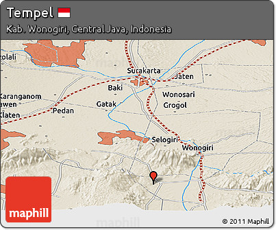 Shaded Relief Panoramic Map of Tempel