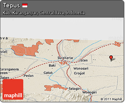Shaded Relief Panoramic Map of Tepus