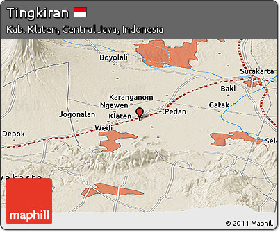Shaded Relief Panoramic Map of Tingkiran
