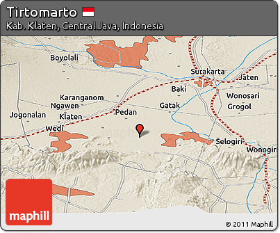 Shaded Relief Panoramic Map of Tirtomarto
