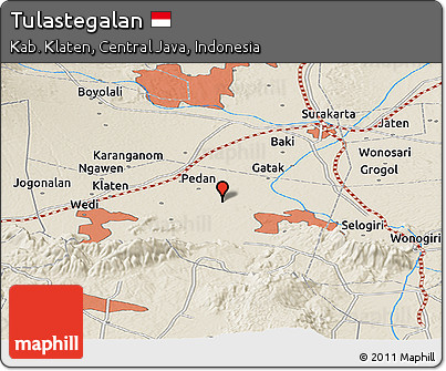 Shaded Relief Panoramic Map of Tulastegalan