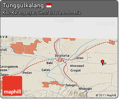 Shaded Relief Panoramic Map of Tunggulkalang