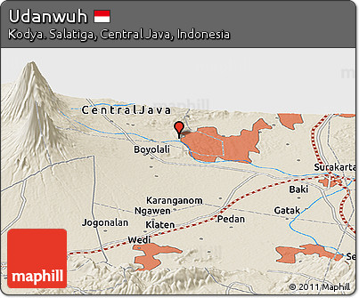 Shaded Relief Panoramic Map of Udanwuh