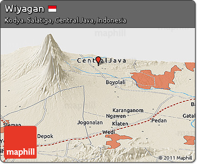 Shaded Relief Panoramic Map of Wiyagan