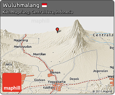 Shaded Relief Panoramic Map of Wuluhmalang
