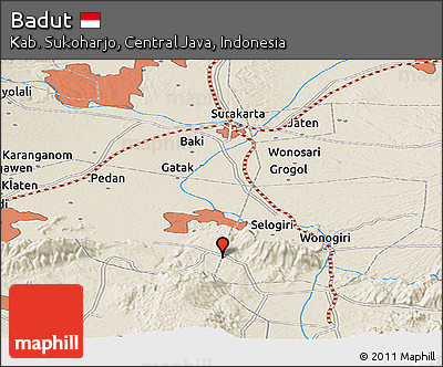 Shaded Relief Panoramic Map of Badut