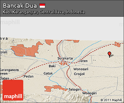 Shaded Relief Panoramic Map of Bancak Dua