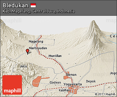 Shaded Relief Panoramic Map of Bledukan