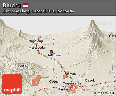 Shaded Relief Panoramic Map of Bludru