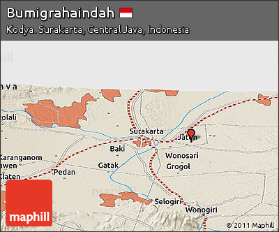 Shaded Relief Panoramic Map of Bumigrahaindah
