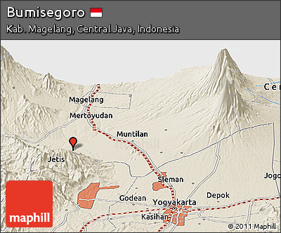 Shaded Relief Panoramic Map of Bumisegoro