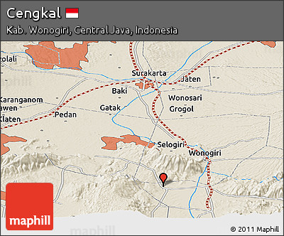 Shaded Relief Panoramic Map of Cengkal