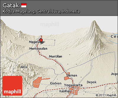 Shaded Relief Panoramic Map of Gatak