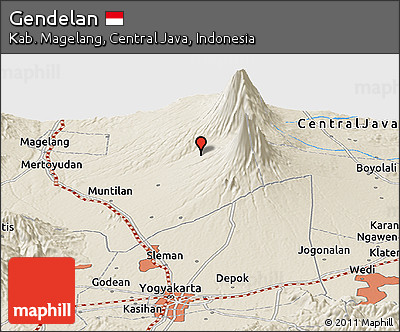 Shaded Relief Panoramic Map of Gendelan