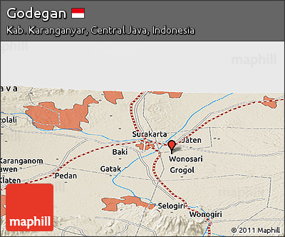 Shaded Relief Panoramic Map of Godegan