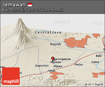 Shaded Relief Panoramic Map of Jemawan