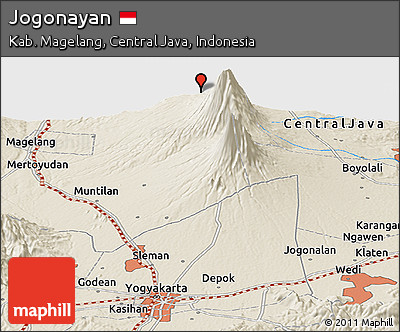 Shaded Relief Panoramic Map of Jogonayan