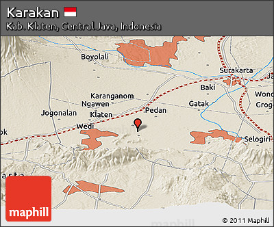 Shaded Relief Panoramic Map of Karakan