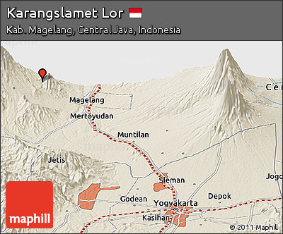 Shaded Relief Panoramic Map of Karangslamet Lor