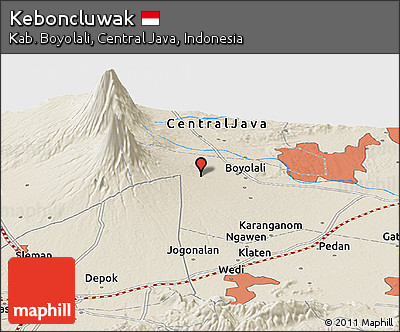 Shaded Relief Panoramic Map of Keboncluwak