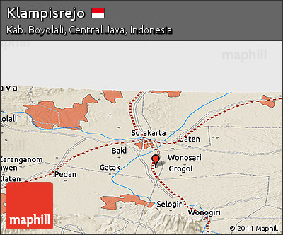 Shaded Relief Panoramic Map of Klampisrejo