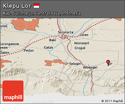 Shaded Relief Panoramic Map of Klepu Lor