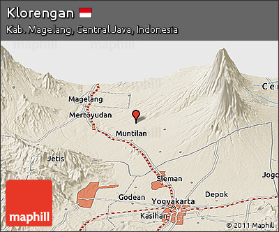Shaded Relief Panoramic Map of Klorengan