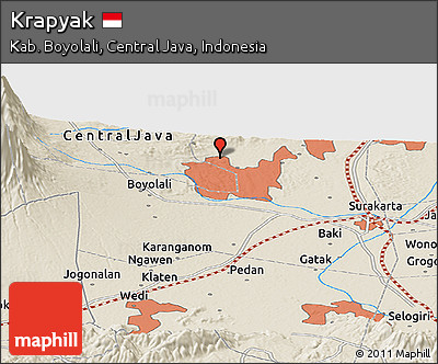 Shaded Relief Panoramic Map of Krapyak