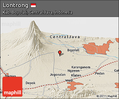 Shaded Relief Panoramic Map of Lontrong