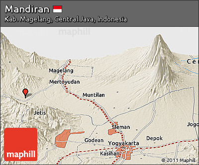 Shaded Relief Panoramic Map of Mandiran
