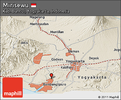 Shaded Relief Panoramic Map of Mirisewu