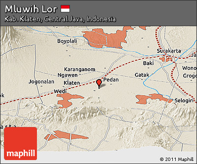 Shaded Relief Panoramic Map of Mluwih Lor