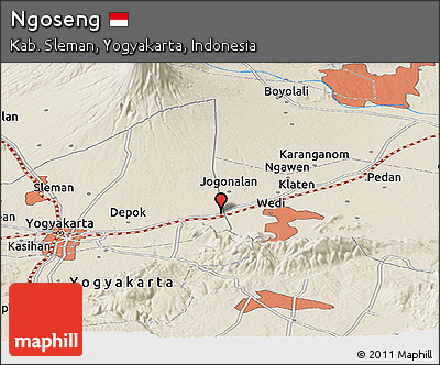 Shaded Relief Panoramic Map of Ngoseng
