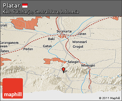Shaded Relief Panoramic Map of Platar