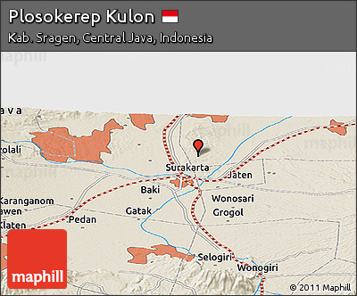 Shaded Relief Panoramic Map of Plosokerep Kulon