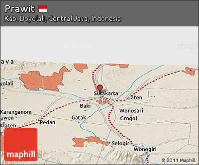 Shaded Relief Panoramic Map of Prawit